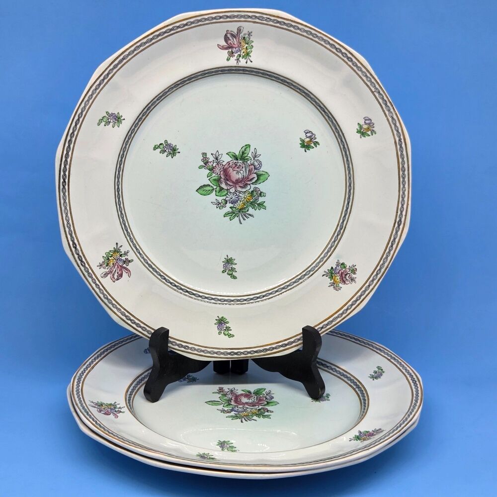Adams Calyx Ware "NANKING" Set Of 3 Vintage 10" Dinner Plates VGC